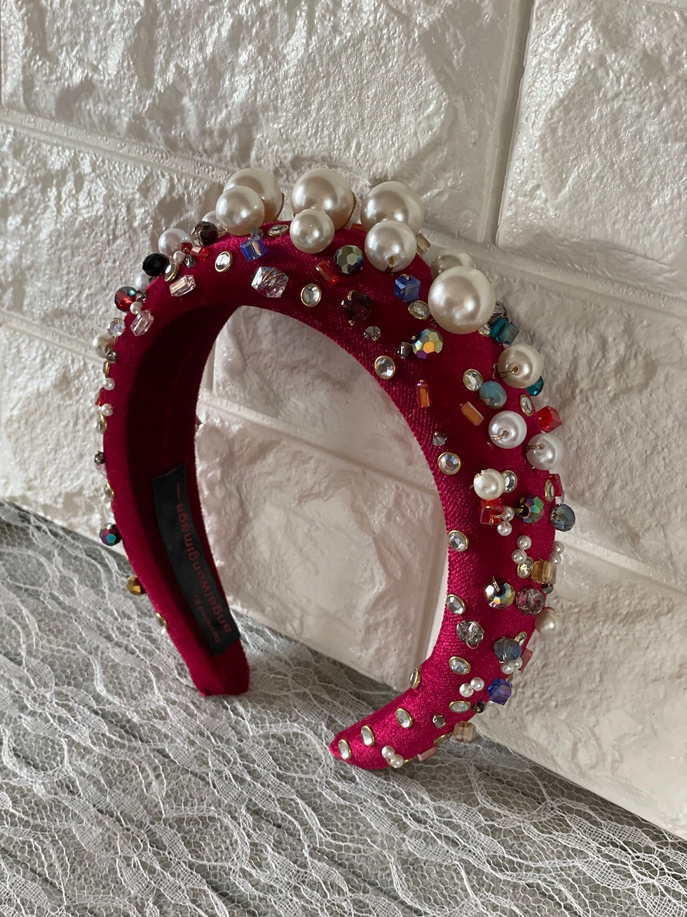 Thumbnail: Red crown headband , Red Fascinator. Halo Fascinator.
