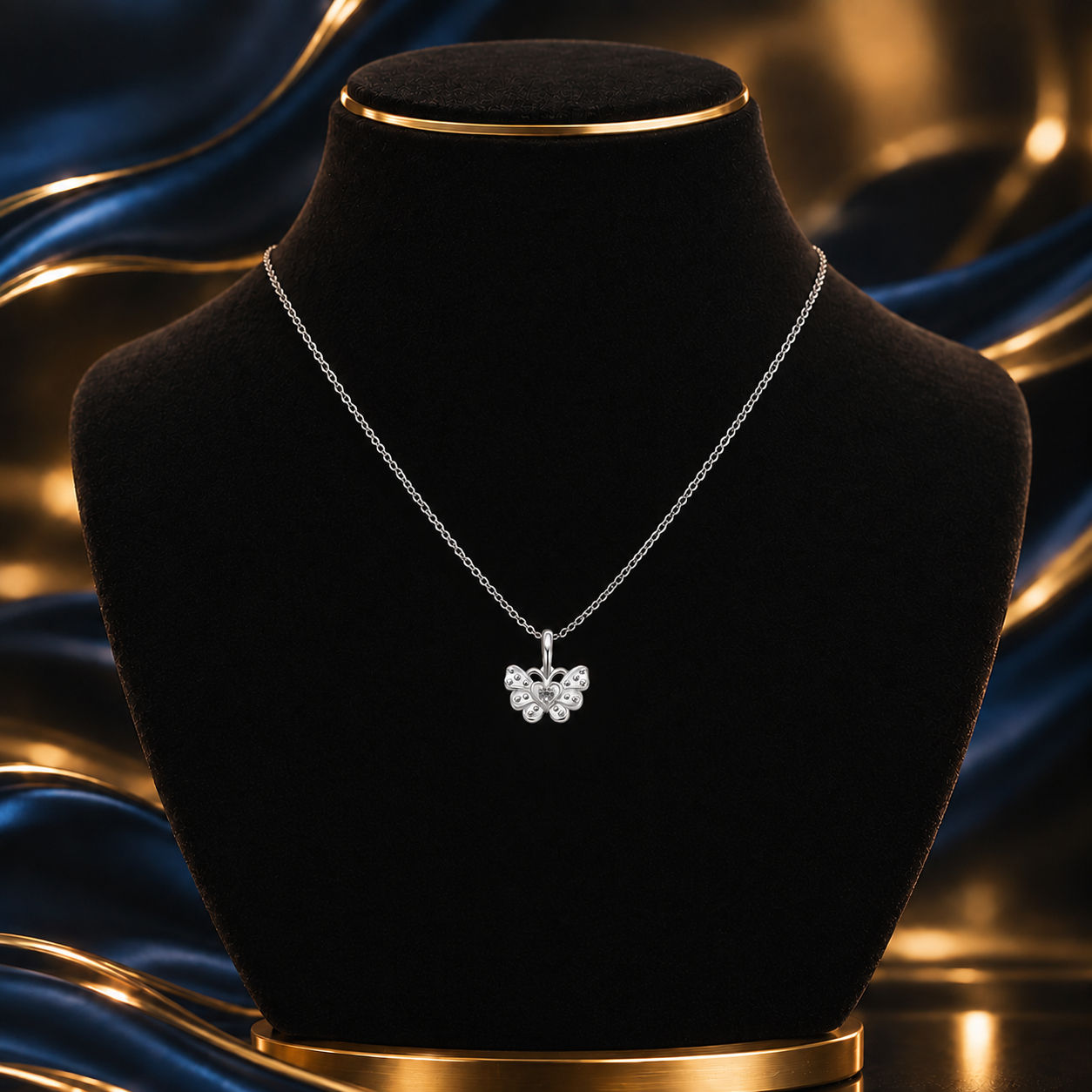 Butterfly Heart Pendant Necklace