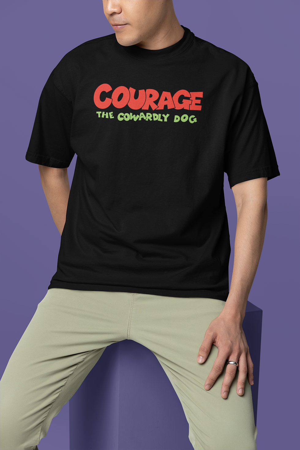 Thumbnail: Courage the Cowardly Dog- Boo! Unisex Oversized Tee