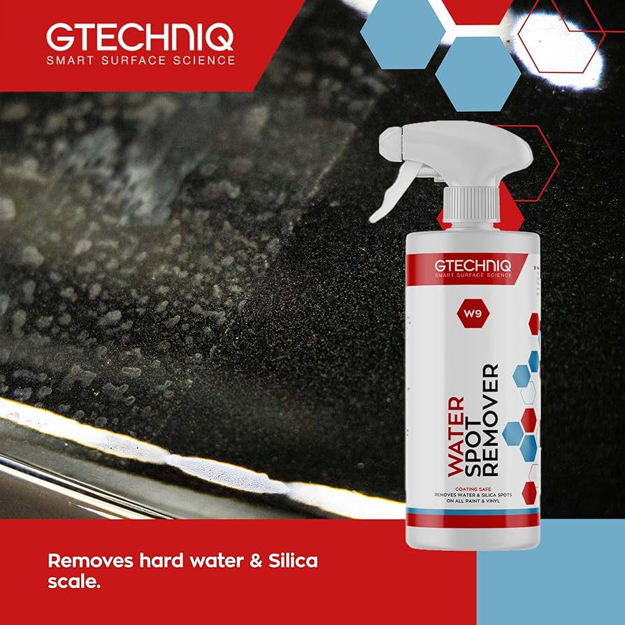 Thumbnail: Gtechniq W9 Water Spot Remover removes hard water spots