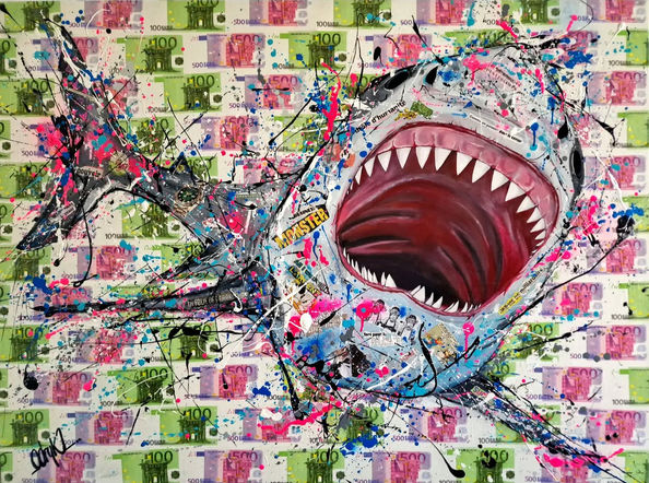 Moloch, portrait animalier contemporain d'un requin, série Animal Splash par Odryk.