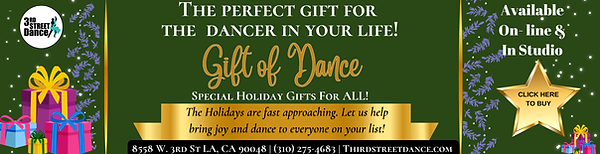 Gift certificates at 3rd street dance. Give the gift of dance this holiday season
