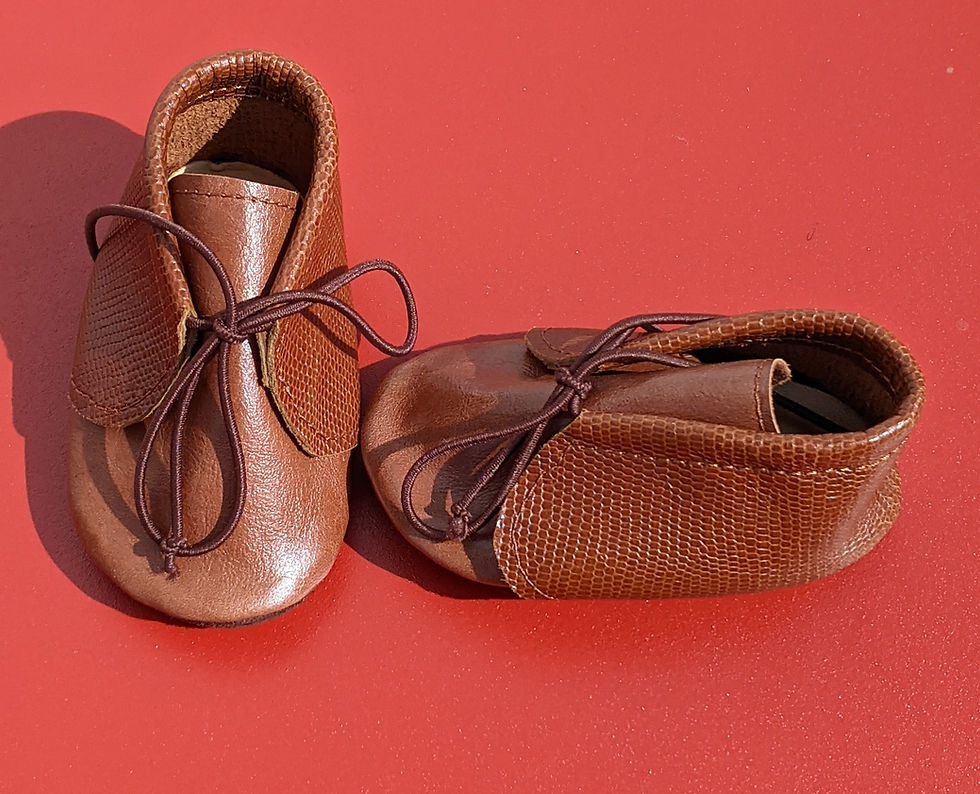 Miniature : chaussons en cuir bébé / pantoufles bébé / upcycling / Ju Ha