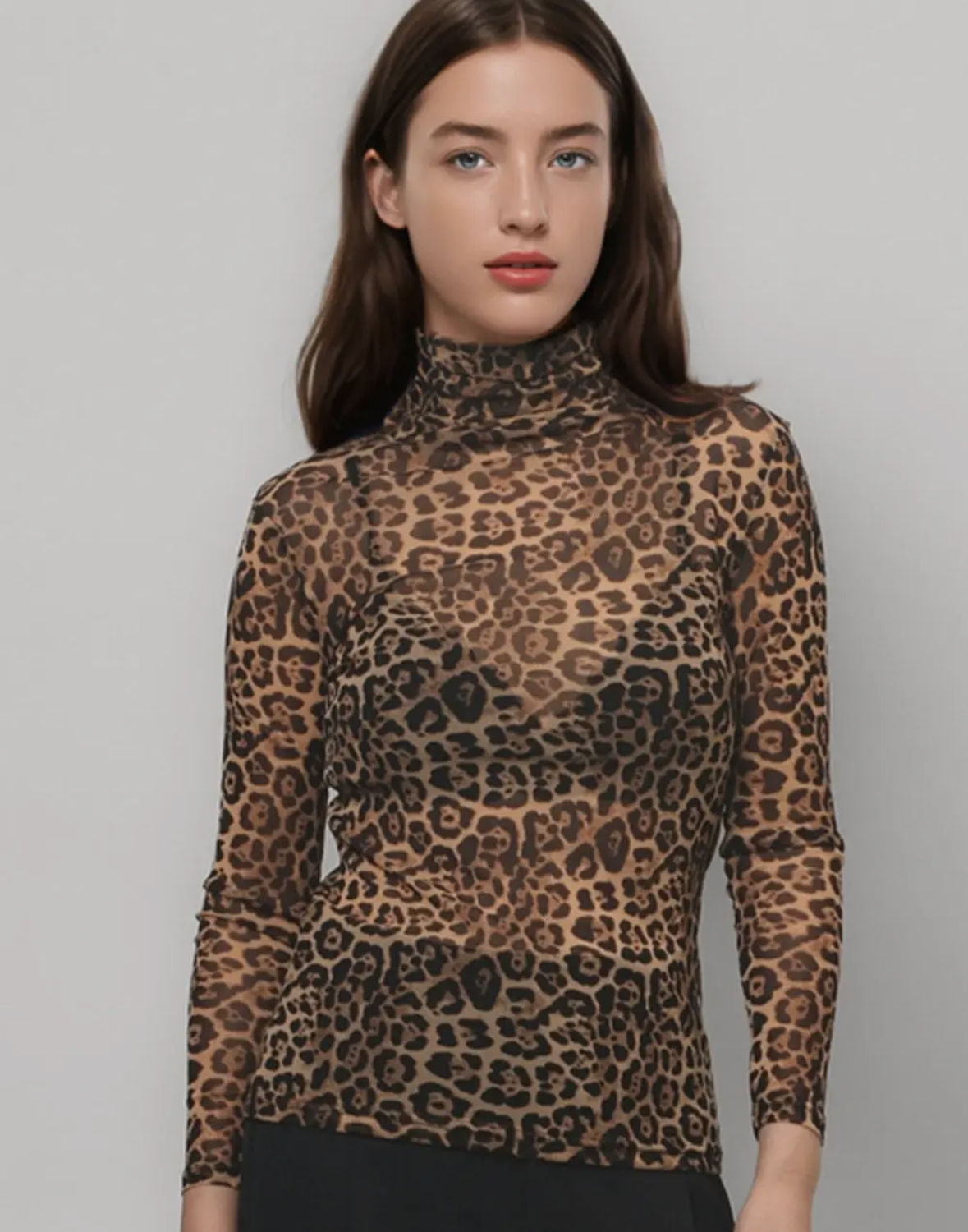 Leopard mesh layering top
