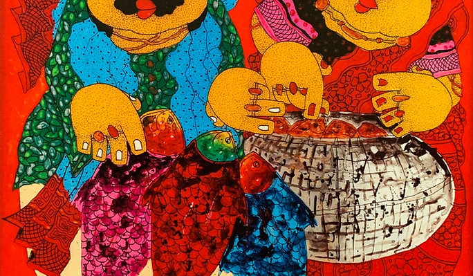 Baba Bibi Series | Shyamal Mukherjee | 36 x 36 inches | Acrylic on acrylic sheet