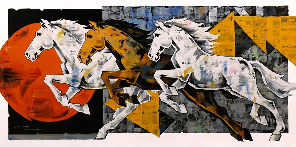 Horses Series 242 | Devidas Dharmadhikari | Acrylic on canvas