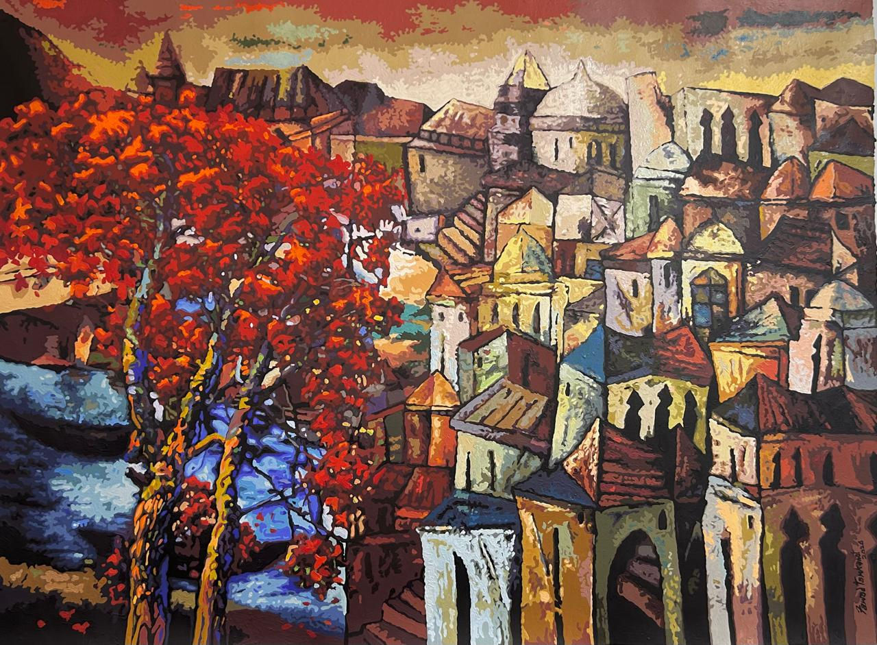 Ruby at the shore | Fawad Tamkanat | 37 x 51 inches | Acrylic on canvas