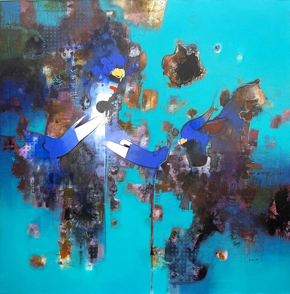 Shiv and Nandi _ Amol Pawar _ 48 x 48 inches _ Mixed Media on Canvas.jpeg