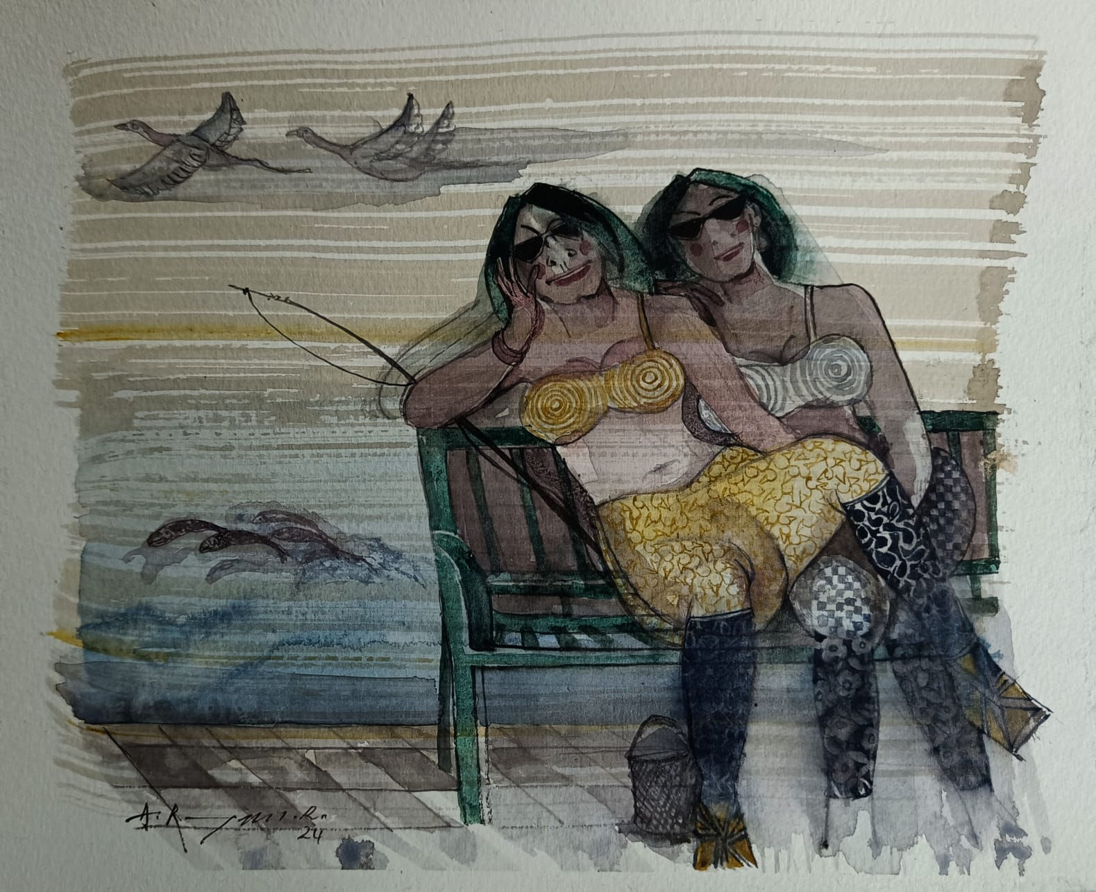 1990 classmates (the love fishing) | A Rajeswara Rao | 10 x 8 inches