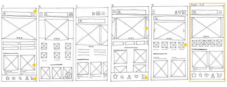 homepage paper wireframes