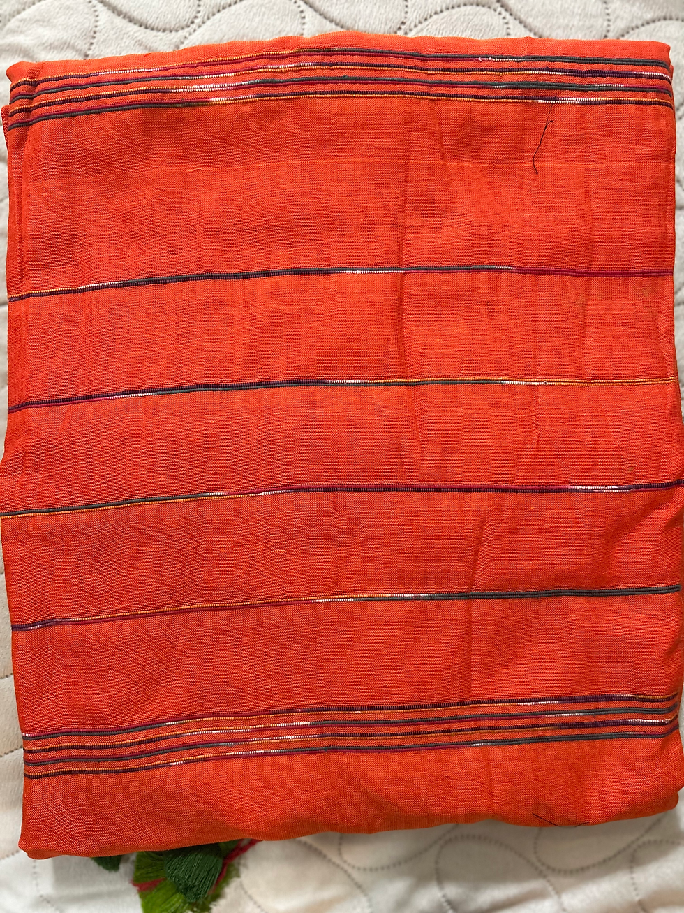 Thumbnail: Khadi Cotton Orange Saree
