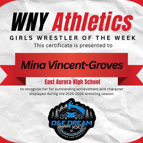 WNY Athletics Girls Wrestler of the Week presented by D&E Dream Builders: Mina Vincent-Groves