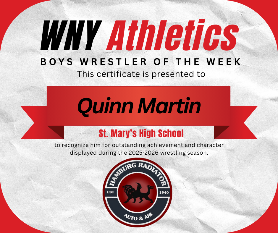 WNY Athletics Boys Wrestler of the Week presented by Hamburg Radiator Auto & Air: Quinn Martin