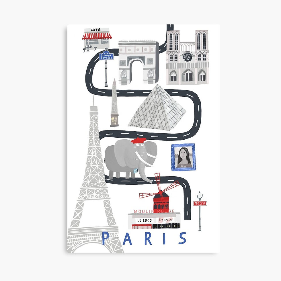 Paris | Elephant | Architecture | Kids Wall Art | Canvas | Print