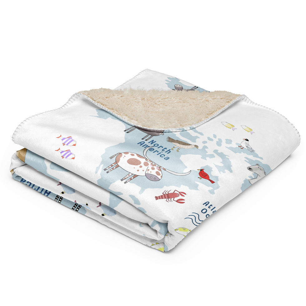 Thumbnail: World Map | Blue | Carla Daly | Kids Sherpa Blanket