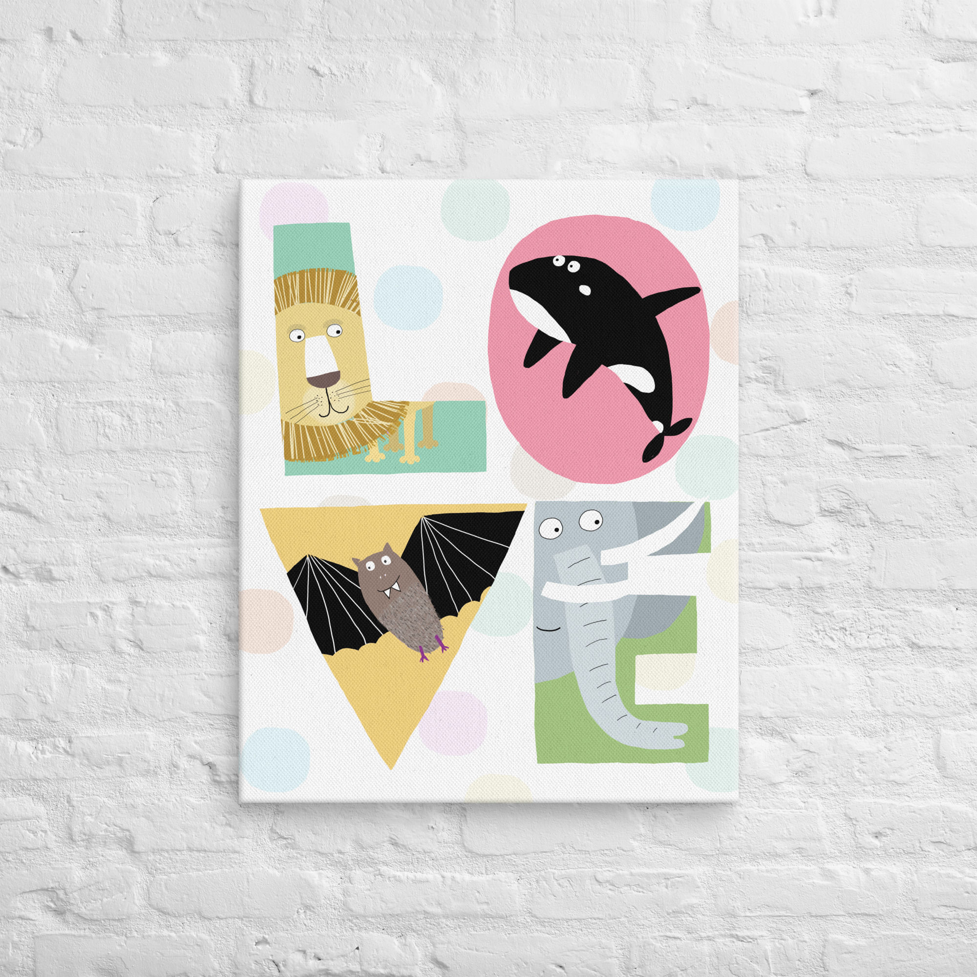 Love illustrated letters wall canvas