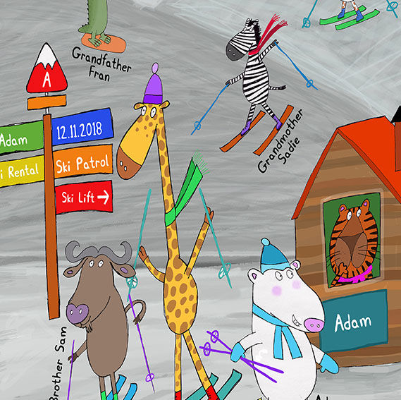 Personalised Skiing Adventure Baby Gift Canvas