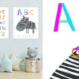 Cute Zebra Alphabet Letters | Framed Print | Wall Canvas | Diptych