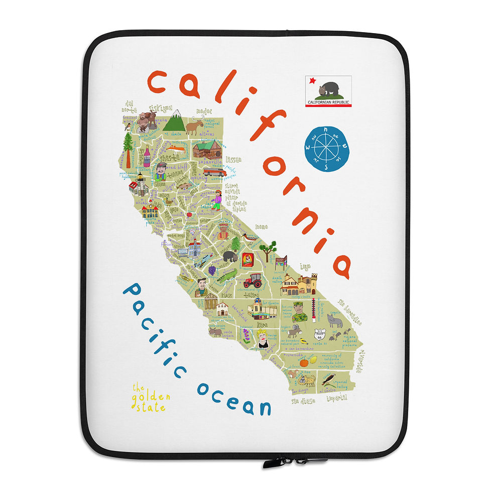 California Map Laptop Sleeve by Artist Carla Daly