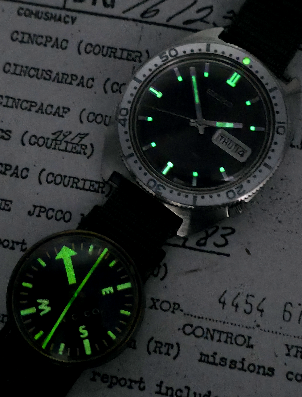 Thumbnail: MACV-SOG 1968 Seiko 6106-8100 Diver w/Waltham W.C.Co. Military Compass