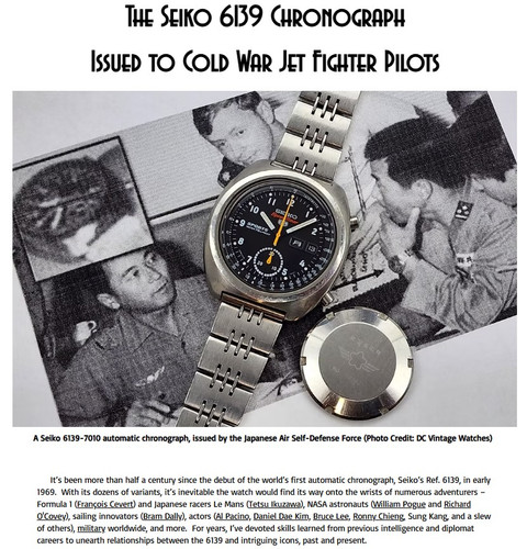 Japanese Air Self Defense Force Pilot-Issued 1973 Seiko 6139-7012