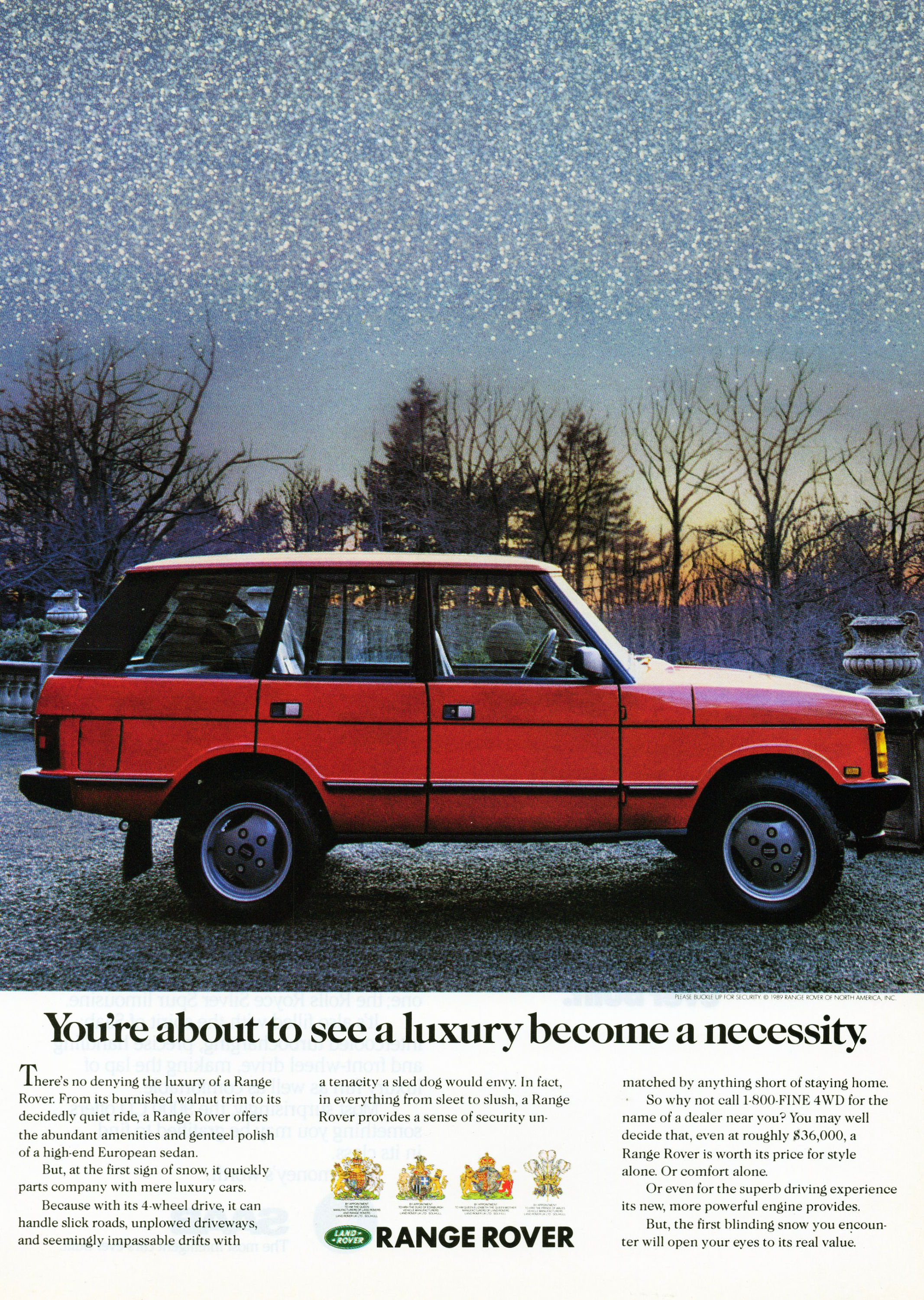 1988 Range Rover "You're About to See a Luxury Become a Necessity" SUV Advert