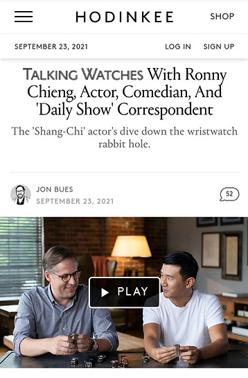 DCVW in Hodinkee with Ronny Chieng and his True Bruce Lee