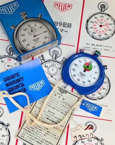 Near NOS 1970s Heuer Trackmaster Ref. 8047 Stopwatch, w