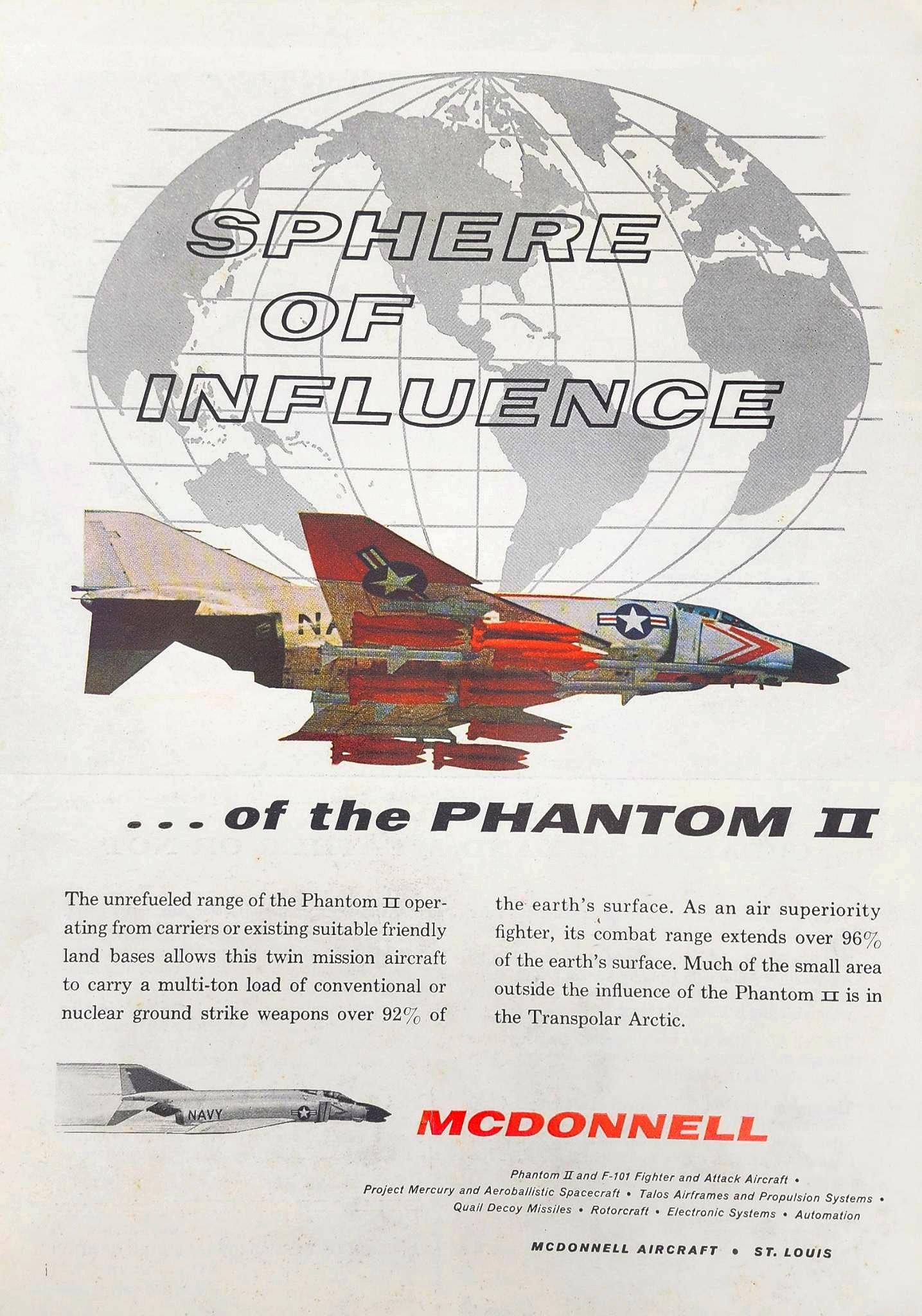 1970s McDonnell F-4 Phantom II Fighter "Sphere of Influence" Cold War Advert