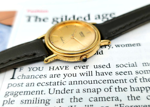 Gold 1983 Seiko Exceline 7321-0070 Womens Dress Watch | DC Vintage