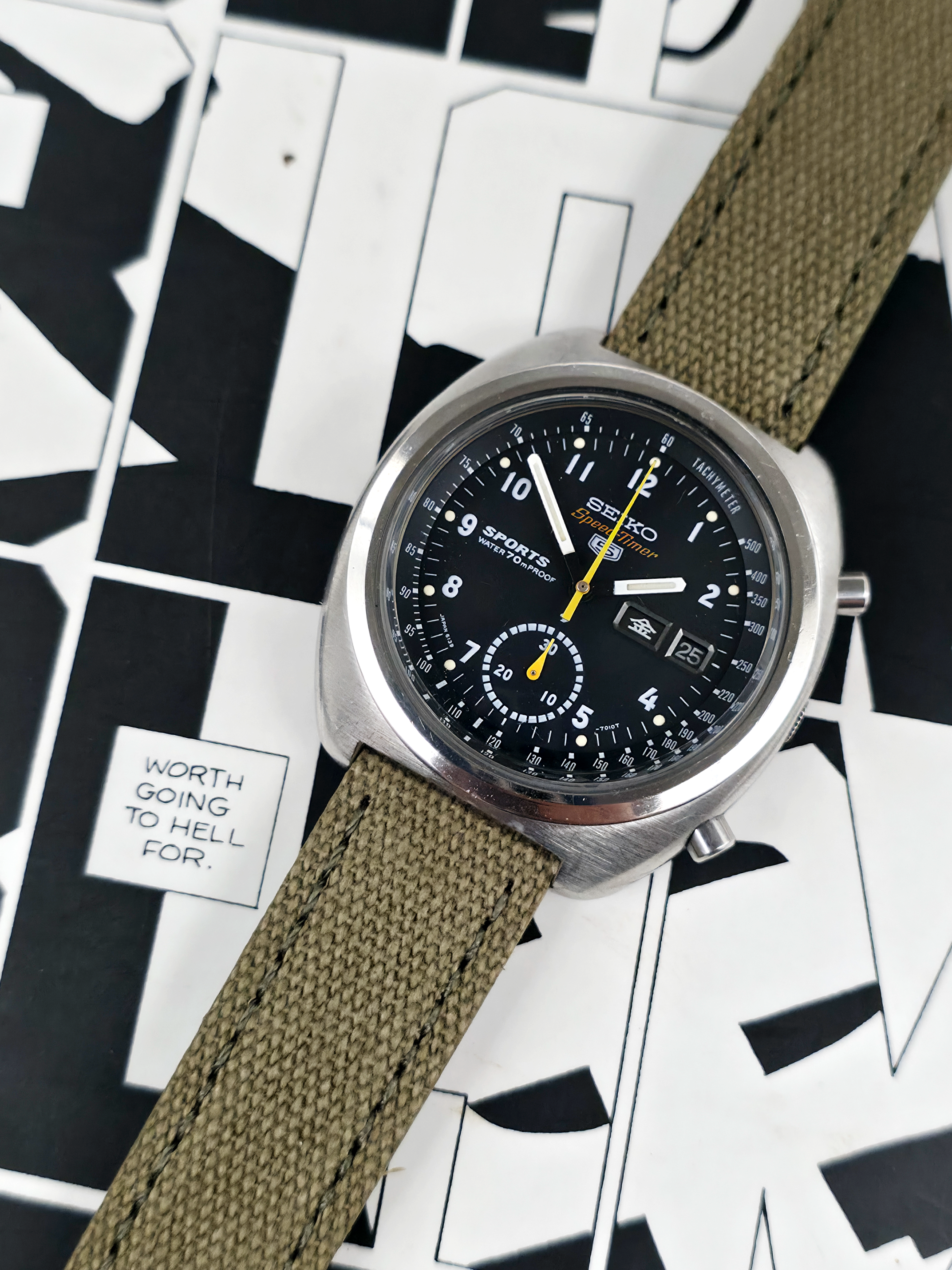 1971 Seiko 6139-7010 SpeedTimer "Military" JDM Automatic Chronograph