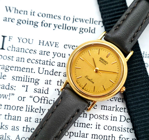Gold 1983 Seiko Exceline 7321-0070 Womens Dress Watch | DC Vintage