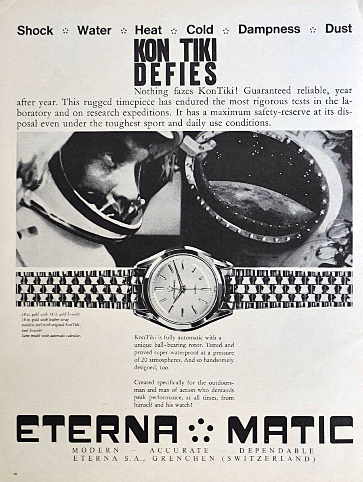 1960s Eterna Matic "Kon-Tiki Defies" Advertisement