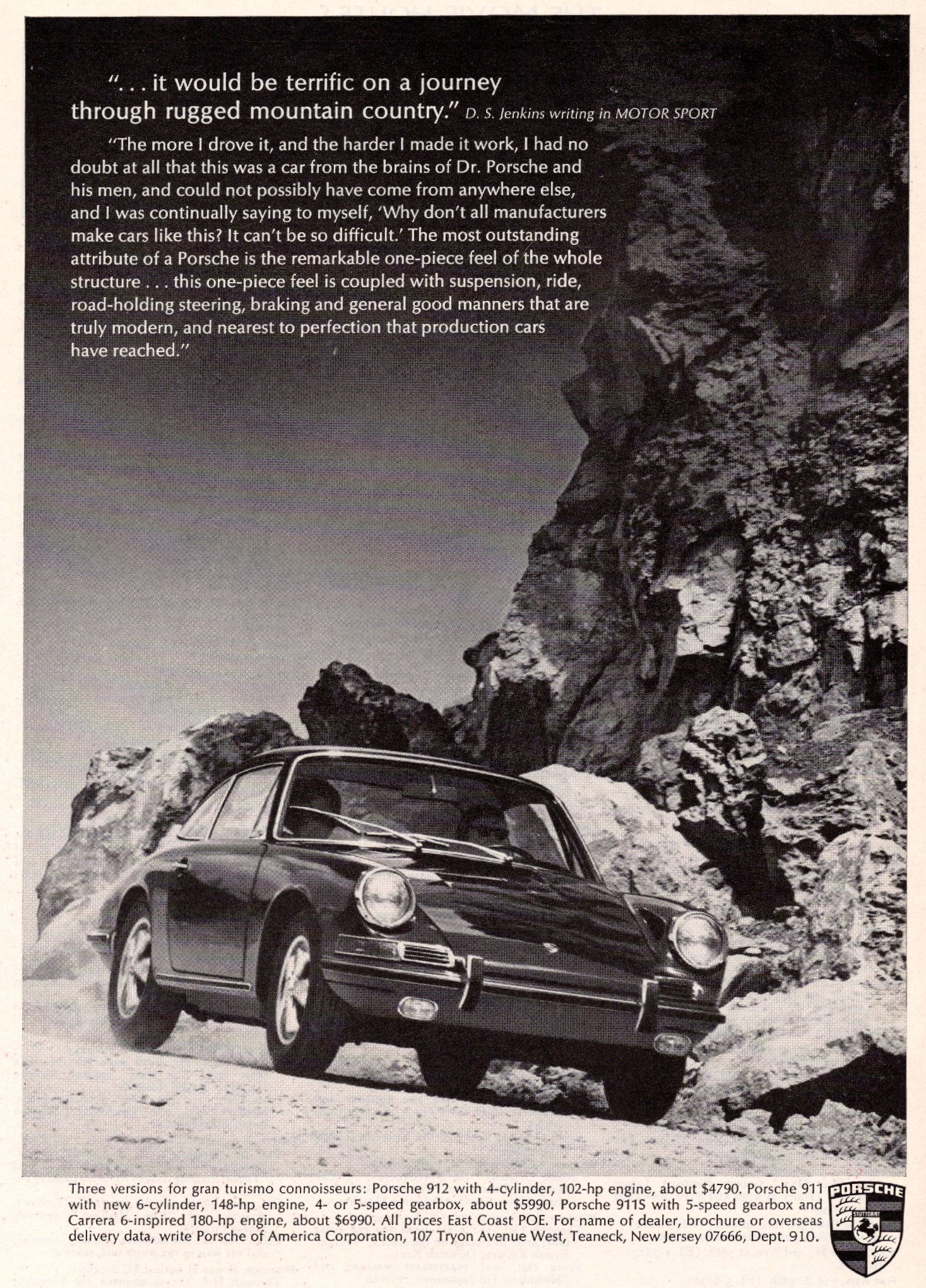 1967 Porsche 911 & 912 "Terrific on a Journey Through Rugged Mountains" Advert