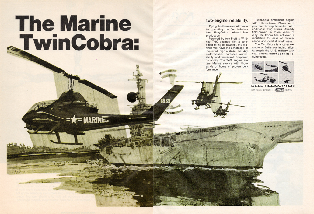 Viet Nam Conflict-Era 1969 Bell AH-1 SuperCobra Helicopter Advert