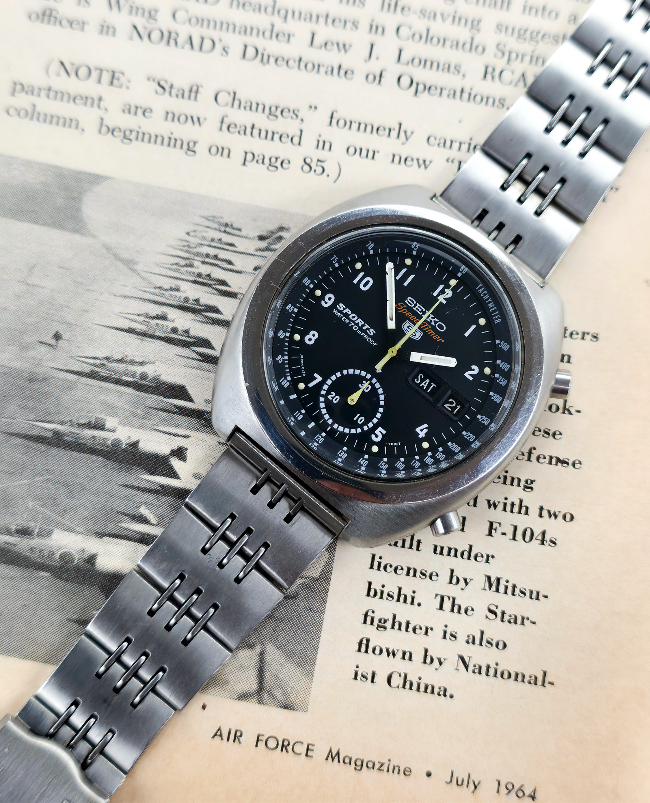 Japanese Air Self Defense Force Pilot-Issued 1971 Seiko 6139-7012 SpeedTimer