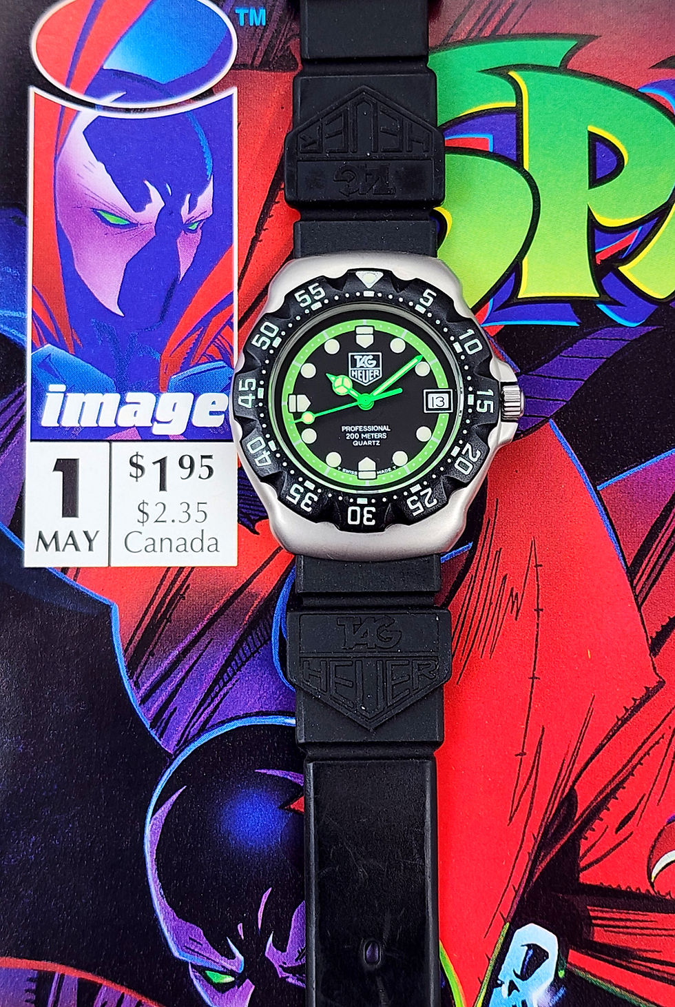 Thumbnail: Full-Size 1991 TAG Heuer Formula 1 Ref. 375.513 Diver, w/Original Strap