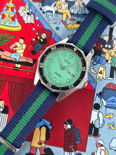 Teal 1984 Seiko 2A23-012B Womens Dive Watch | DC Vintage Watches