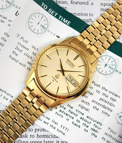 Gold 1978 Seiko Type II 4336-8000 Dress Watch, w