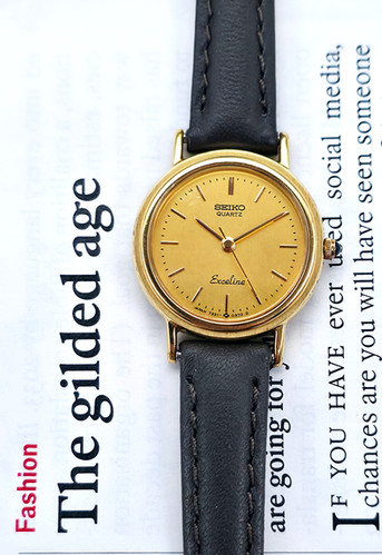 Gold 1983 Seiko Exceline 7321-0070 Womens Dress Watch | DC Vintage