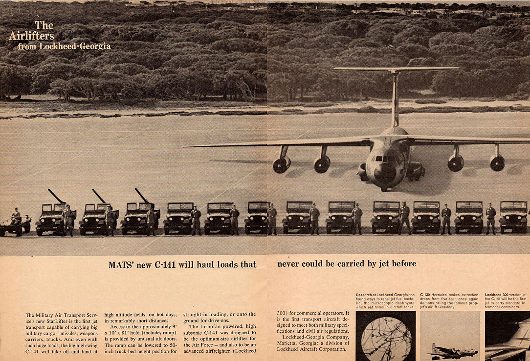 Cold War 1964 Lockheed C-141 Starlifter Military Strategic Airlifter Advert