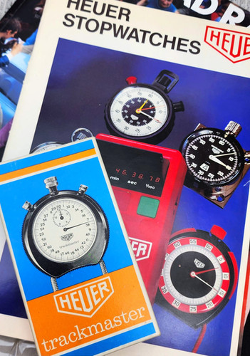 Near NOS 1970s Heuer Trackmaster Ref. 8042 Stopwatch, w/Original