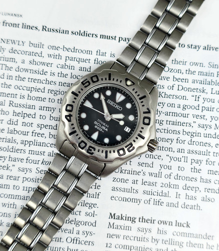 Titanium 1994 Seiko 7N35-6A10 SCUBA 200m Dive Watch w/Original