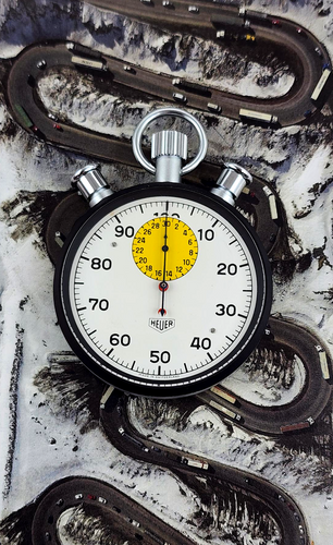 New Old Stock 1970s Heuer Ref. 570 1/100 Split Minute Stopwatch, w