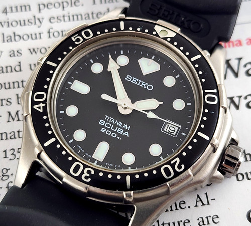 1994 Seiko 7N35-6110 SCUBA 200m Titanium Diver, Box & Papers | DC