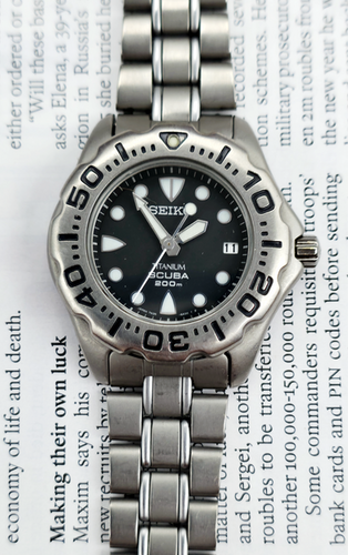 Titanium 1994 Seiko 7N35-6A10 SCUBA 200m Dive Watch w/Original