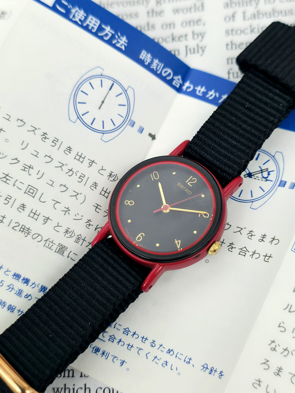 Thumbnail: Matte-Red 1984 Seiko 7321-0320 Womens Dress Watch