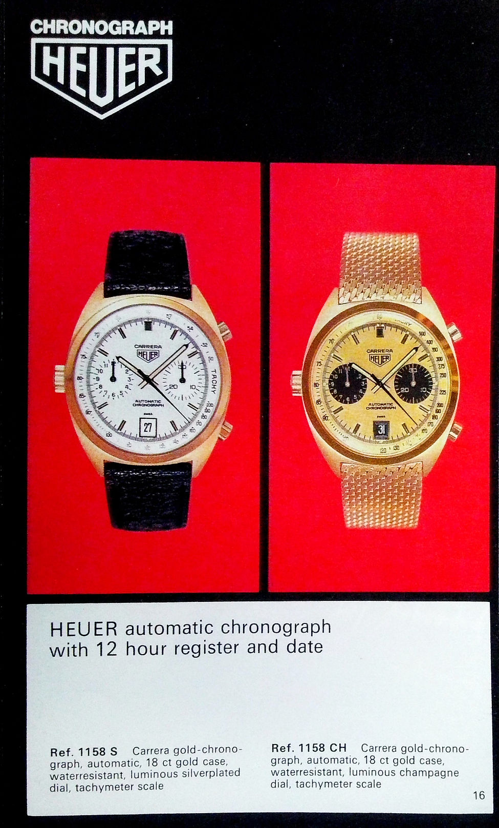1970s Heuer Calibre 11 Catalog DC Vintage Watches