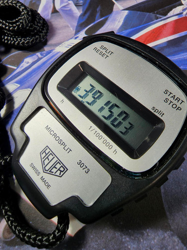 Near NOS 1980s Heuer Ref. 3073 1/100k Digital Microsplit Stopwatch