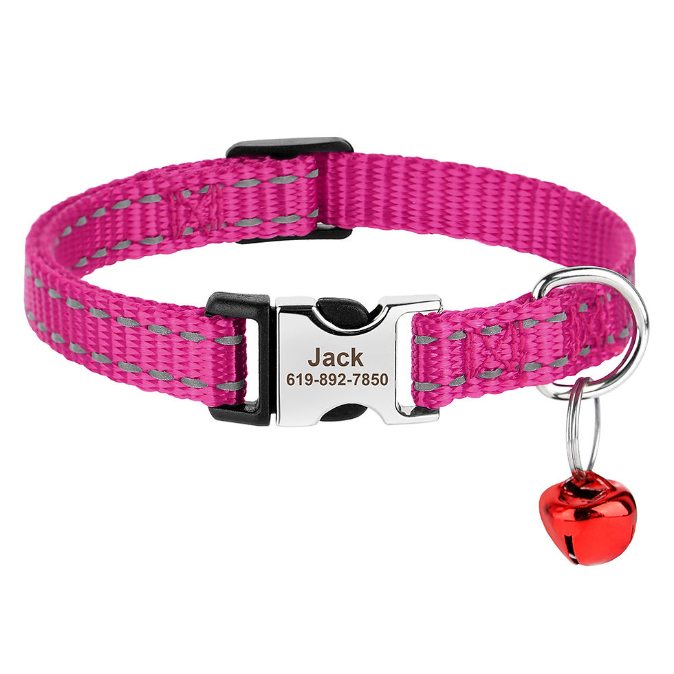 Thumbnail: Personalised Printed Cat Collar with Engraved ID Tag & Bell